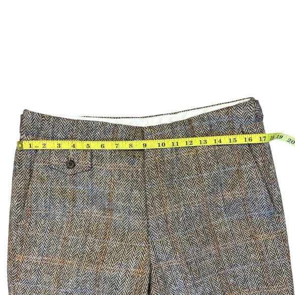 Asos Harris Tweed 100% Wool Cropped Trouser 32 Brown Multicolor Herringbone - Picture 12 of 16